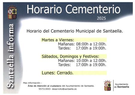 imagen de HORARIO CEMENTERIO SANTAELLA 2025