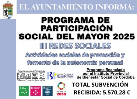 imagen de SUBVENCIÓN RECIBIDA. PARTICIPACIÓN SOCIAL DLE MAYOR 2025