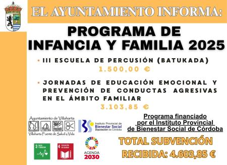imagen de SUBVENCIÓN RECIBIDA. INFANCIA Y FAMILIA 2025