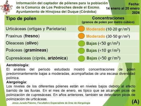 imagen de Información del captador de pólenes (del 14 al 20 de enero 2026)