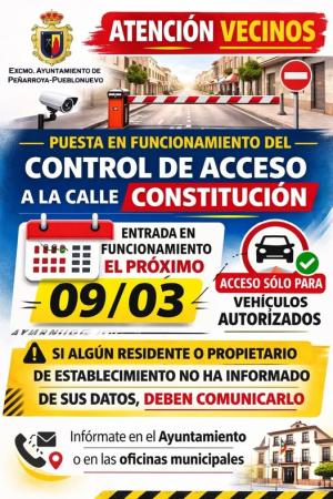 imagen de Peñarroya-Pueblonuevo limita la calle Constitución a vehículos autorizados desde el 9 de marzo