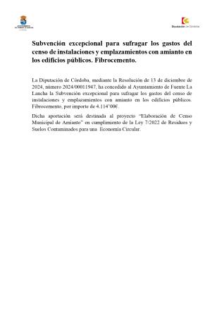 imagen de SUBVENCIÓN ELABORACIÓN CENSO MUNICIPAL DE AMIANTO