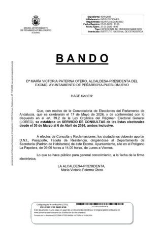 imagen de Plazo abierto 30 mar-6 abr para revisar inclusión en censo antes del 17 de mayo