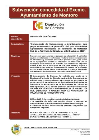 imagen de publicidad Subvención proyectos protección civil 2025 diputación de córdoba