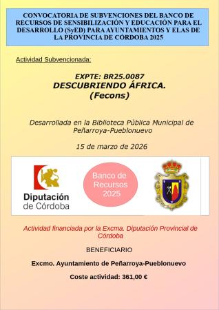 imagen de Diputación de Córdoba financia 'Descubriendo África' de Peñarroya‑Pueblonuevo con 361€
