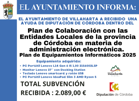 imagen de Diputación de Córdoba: 2.089 € para equipos que modernizan la administración electrónica (Plan 2025)