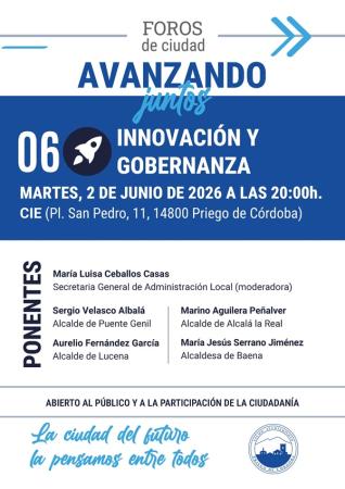 imagen de Priego cierra ciclo ciudadano el 2 de junio con mesa sobre innovación y gobernanza local
