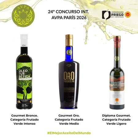 imagen de Aceites D.O. Priego de Córdoba ganan Oro, Bronce y Diploma en AVPA París