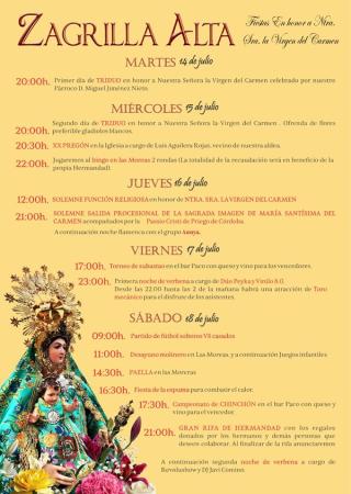 imagen de Zagrilla Alta celebra del 15 al 18 de julio con procesión, música y fiesta popular