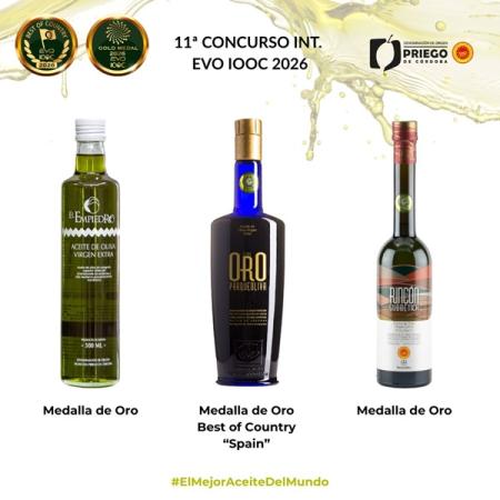 imagen de DOP Priego de Córdoba suma tres oros en EVO IOOC 2026 y Parqueoliva, Best of Country 'Spain'