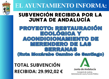 imagen de SUBVENCIÓN RECIBIDA. RESTAURACIÓN MERENDERO DE LAS SERRANAS