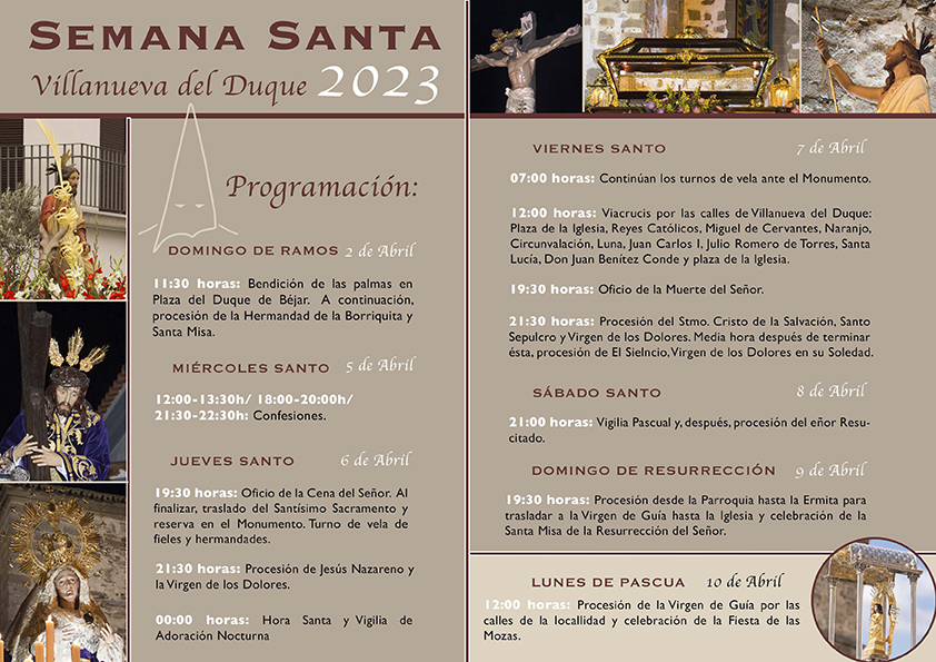 Itinerarios y horarios Semana Santa Villanueva del Duque 2023
