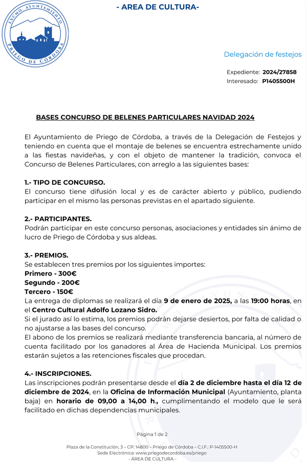 Bases e Inscripción Concurso de Belenes Particulares navidad 2024-2025