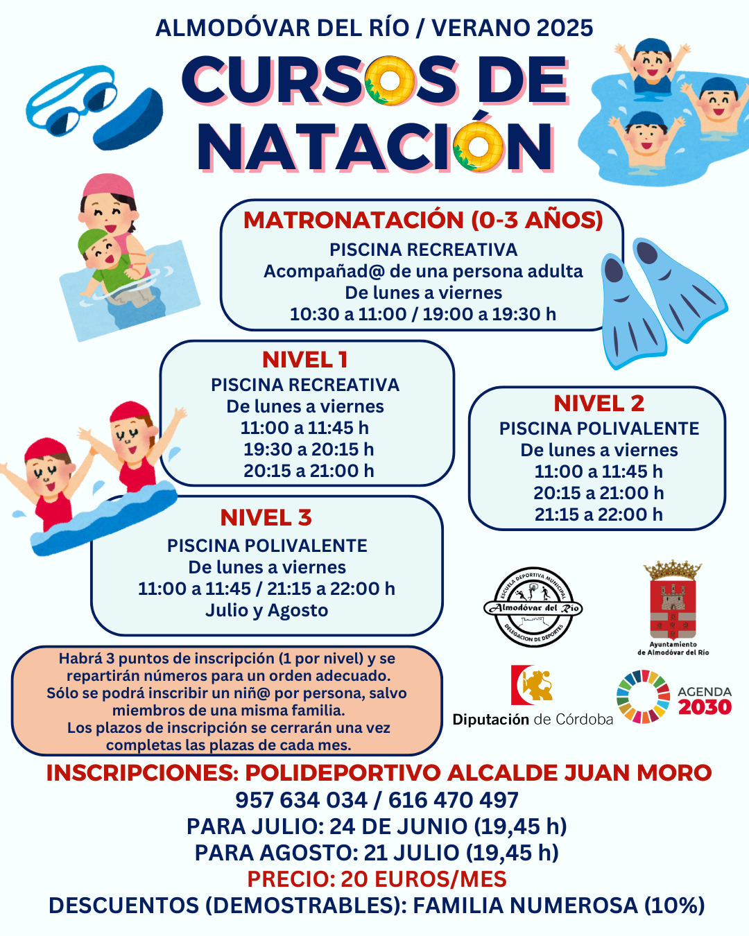 Cursos de natación en la piscina municipal