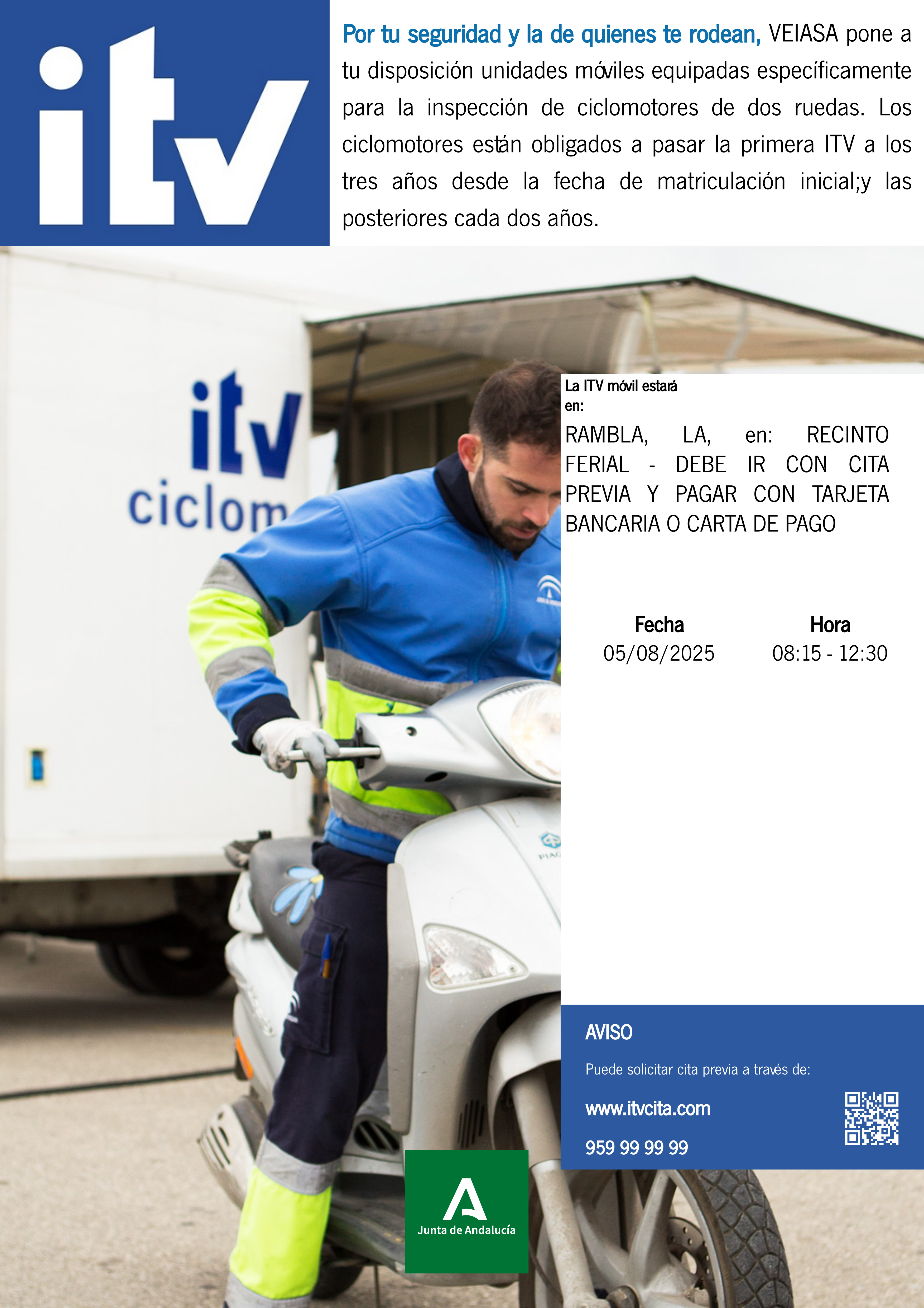 VISITA DE ITV DE CICLOMOTORES EN LA RAMBLA EL 05/08/2025