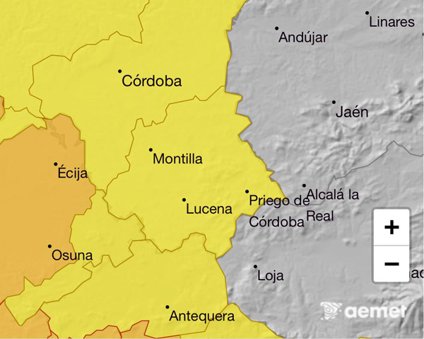Activado el aviso amarillo por lluvias y tormentas en la Subbética Cordobesa