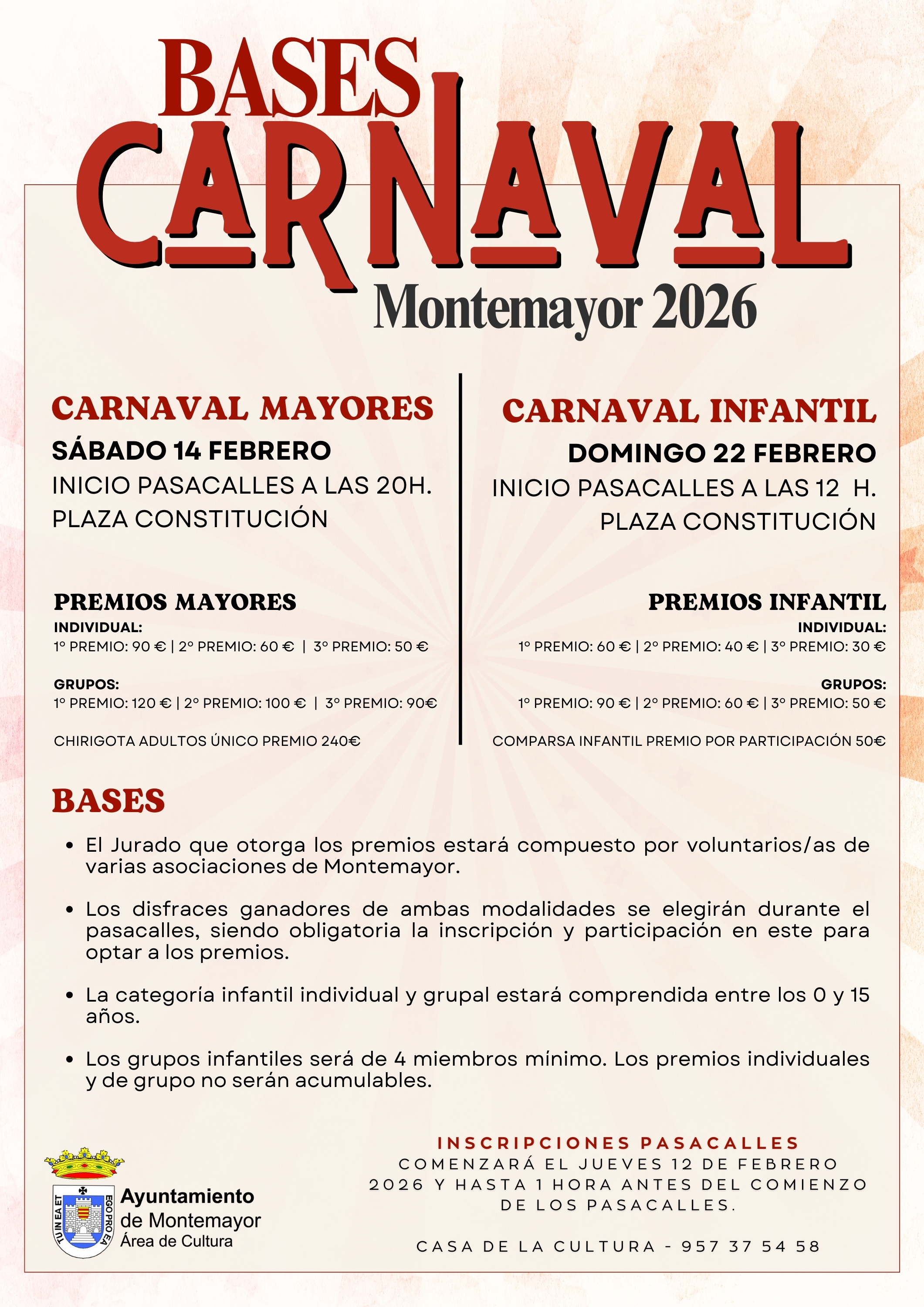 Montemayor celebra sus carnavales el 14 y 22 de febrero; inscripciones desde el 12