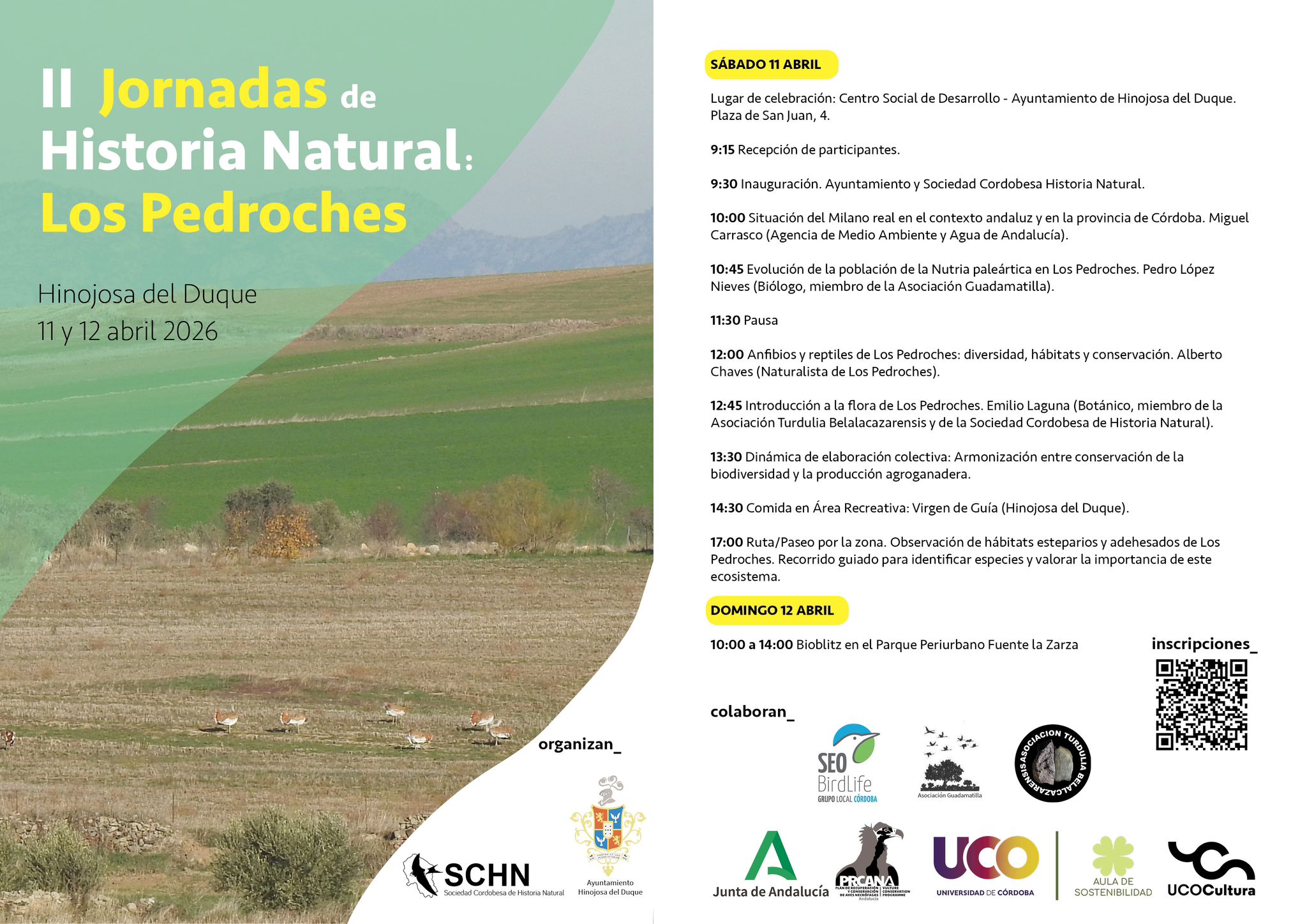 Hinojosa del Duque acoge encuentro de biodiversidad con ponencias y Bioblitz (11-12 abril)