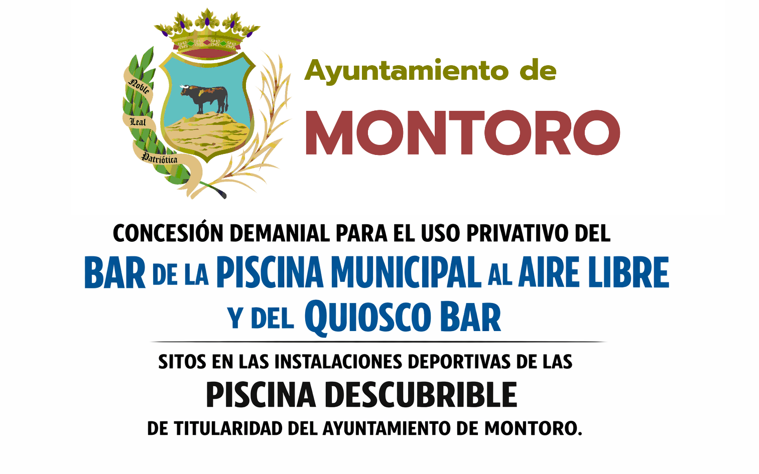 Concesión demanial bar de la Piscina Municipal al aire libre y del Quiosco Bar sitos en las instalaciones deportivas de las piscina descubrible