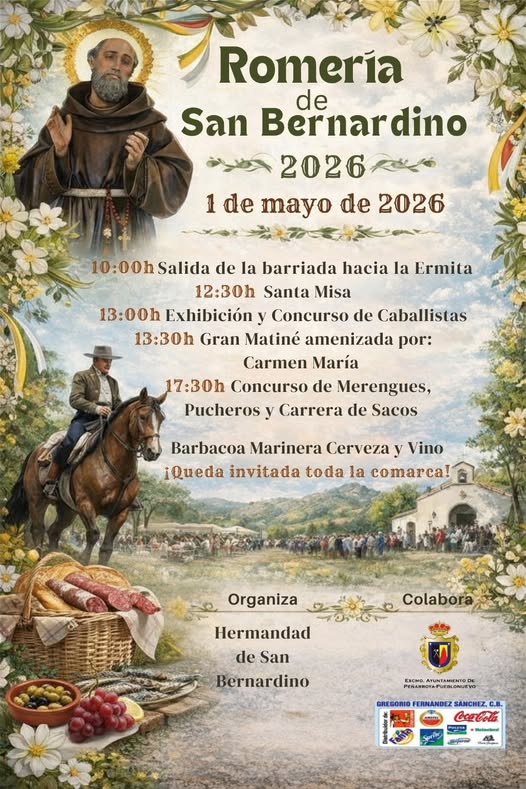 Romería San Bernardino 1 mayo 2026: salida 10:00 y concurso de caballistas 13:00
