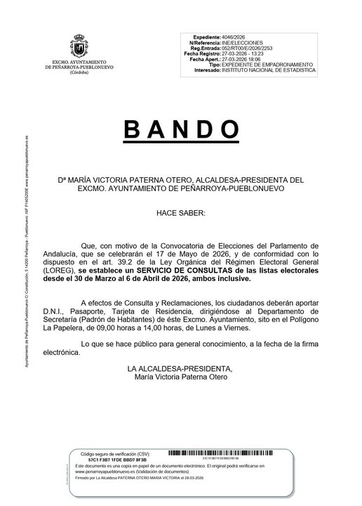 Plazo abierto 30 mar-6 abr para revisar inclusión en censo antes del 17 de mayo