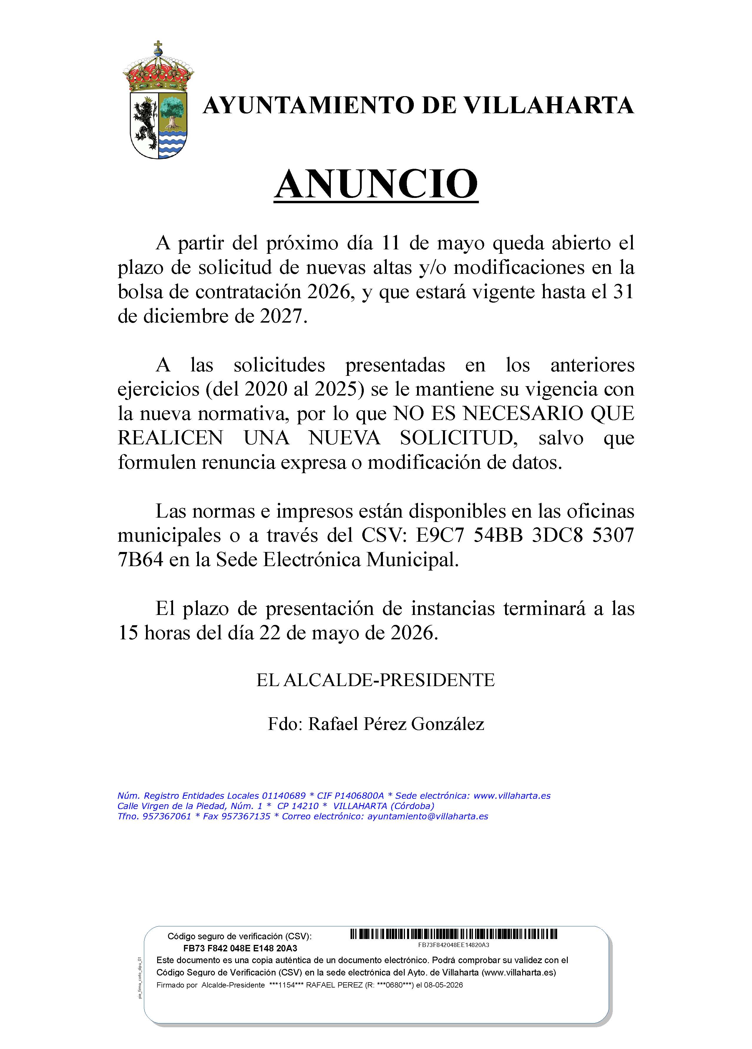 PROGRAMA CONTRATACIÓN EXTRAORDINARIA