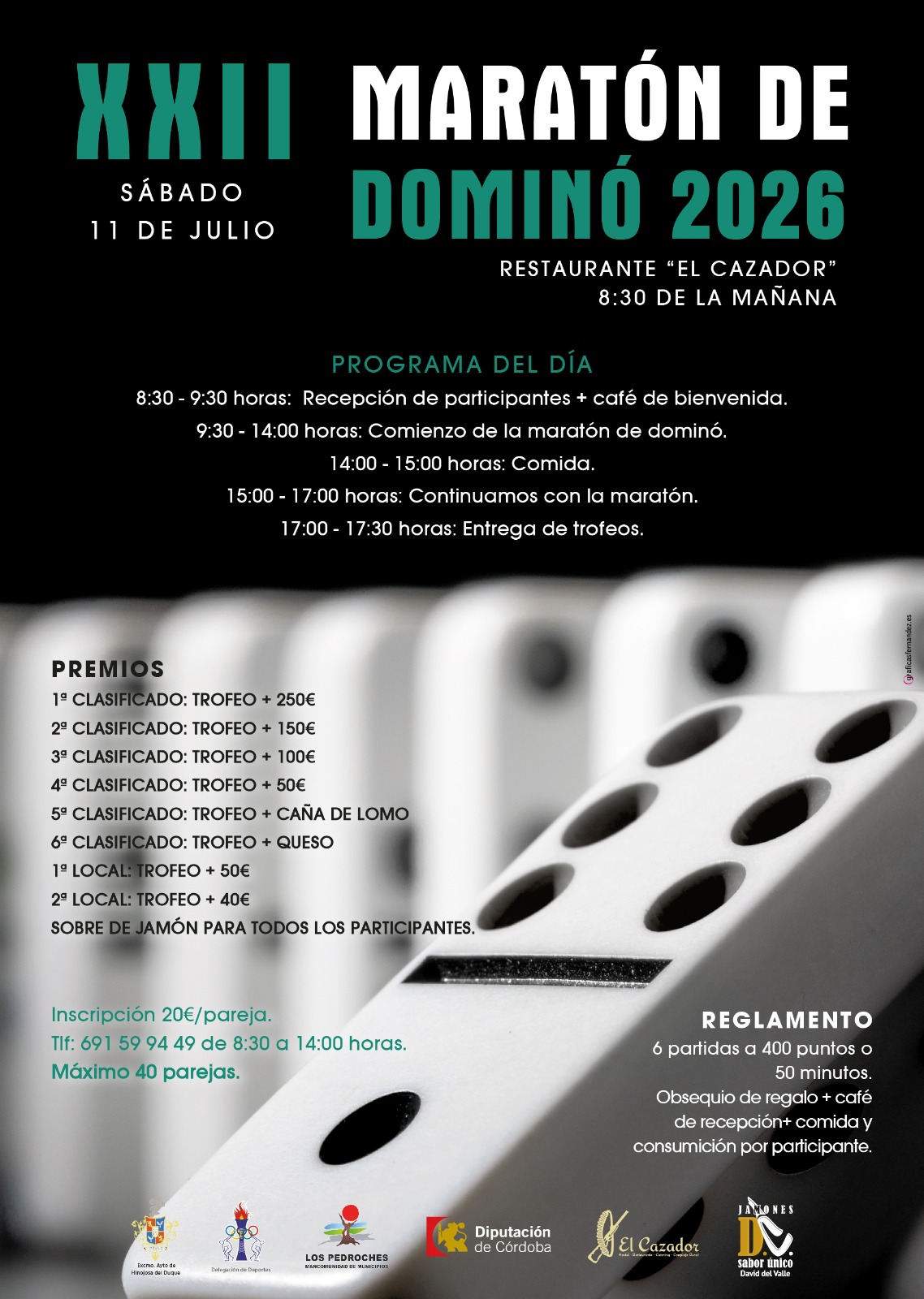 XXII Maratón de Dominó en Hinojosa del Duque: sábado 11 de julio en "El Cazador"