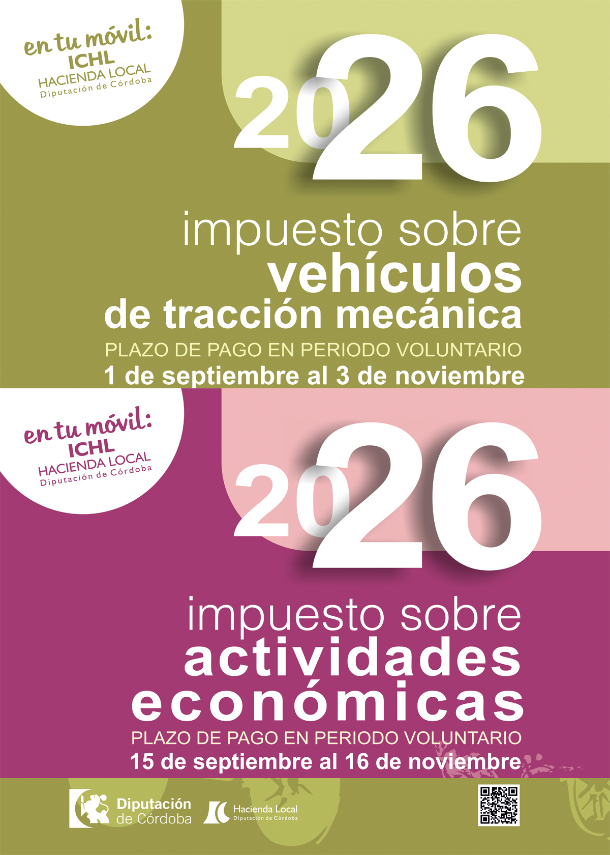 Puesta al cobro del Impuesto sobre Vehículos deTracción Mecánica (IVTM) e Impuesto sobre Actividades Económicas (IAE) así como el  correspondientes al ejercicio 2026